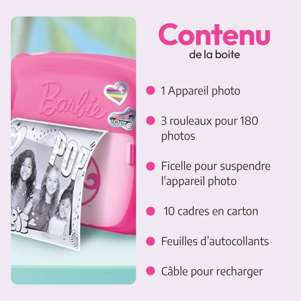 Lisciani - Barbie - print caméra - appareil photo instantané Barbie 3-en-1 - 180 photos personnalisables - à partir de 5 ans multicolore