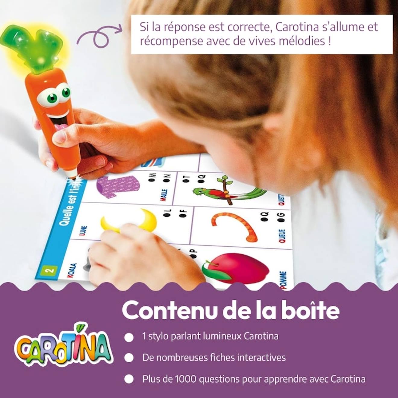 Lisciani - coffret 1000 questions carotina - jeux éducatif électronique - stylo éducatif - à partir de 3 ans multicolore