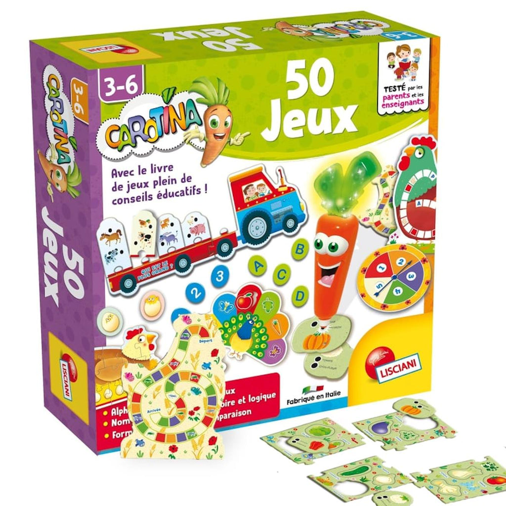 Lisciani - coffret 50 jeux carotina - jeux éducatif électronique - stylo éducatif - enfant de 3 à 6 ans multicolore