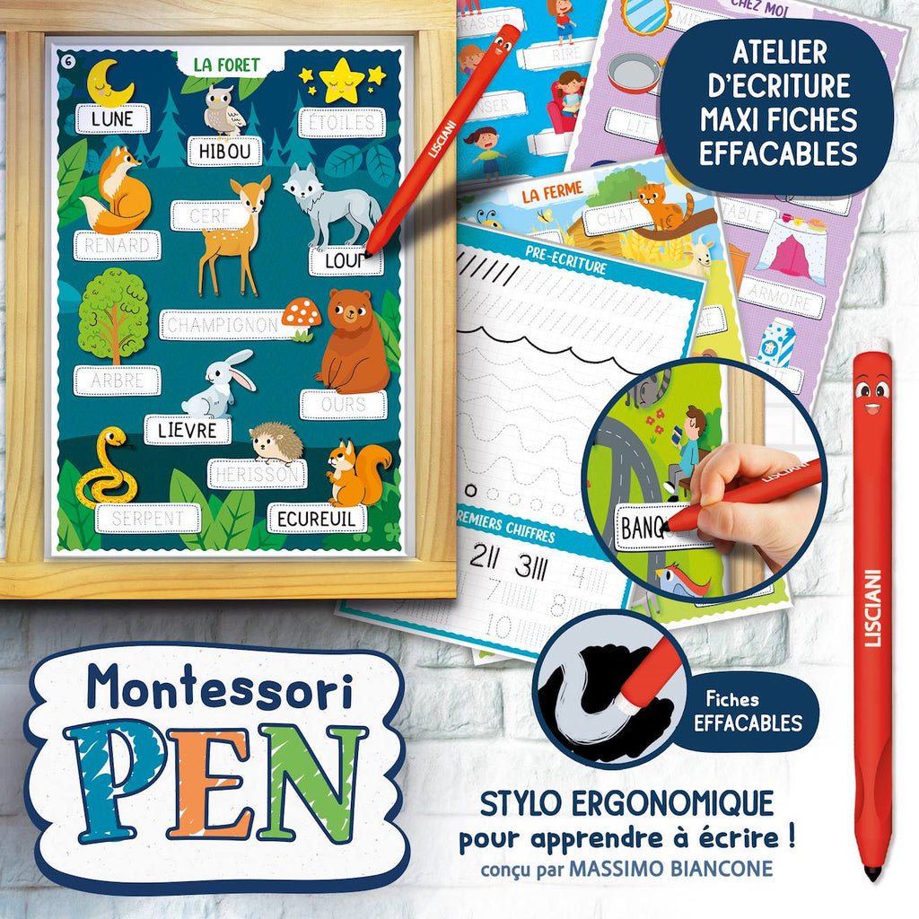 Lisciani - montessori pen - tableau d'apprentissage - jeu éducatif - à partir de 3 ans multicolore