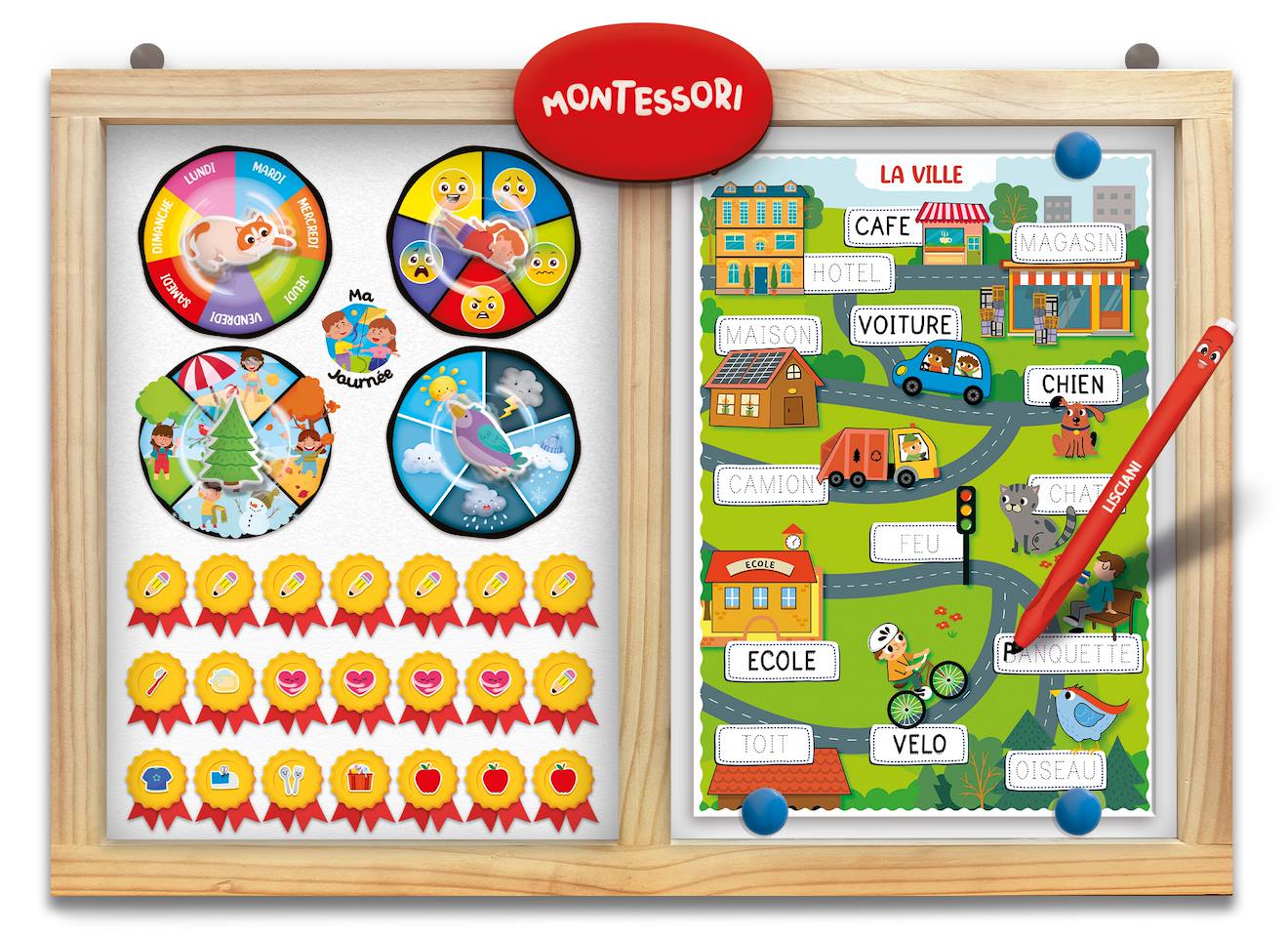 Lisciani - montessori pen - tableau d'apprentissage - jeu éducatif - à partir de 3 ans multicolore