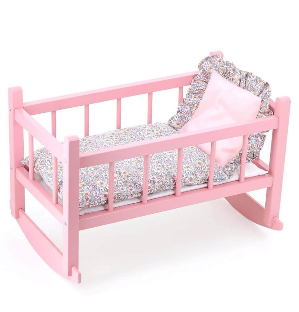 Lit bercelonnette poupée 40 cm vanille fraise rose