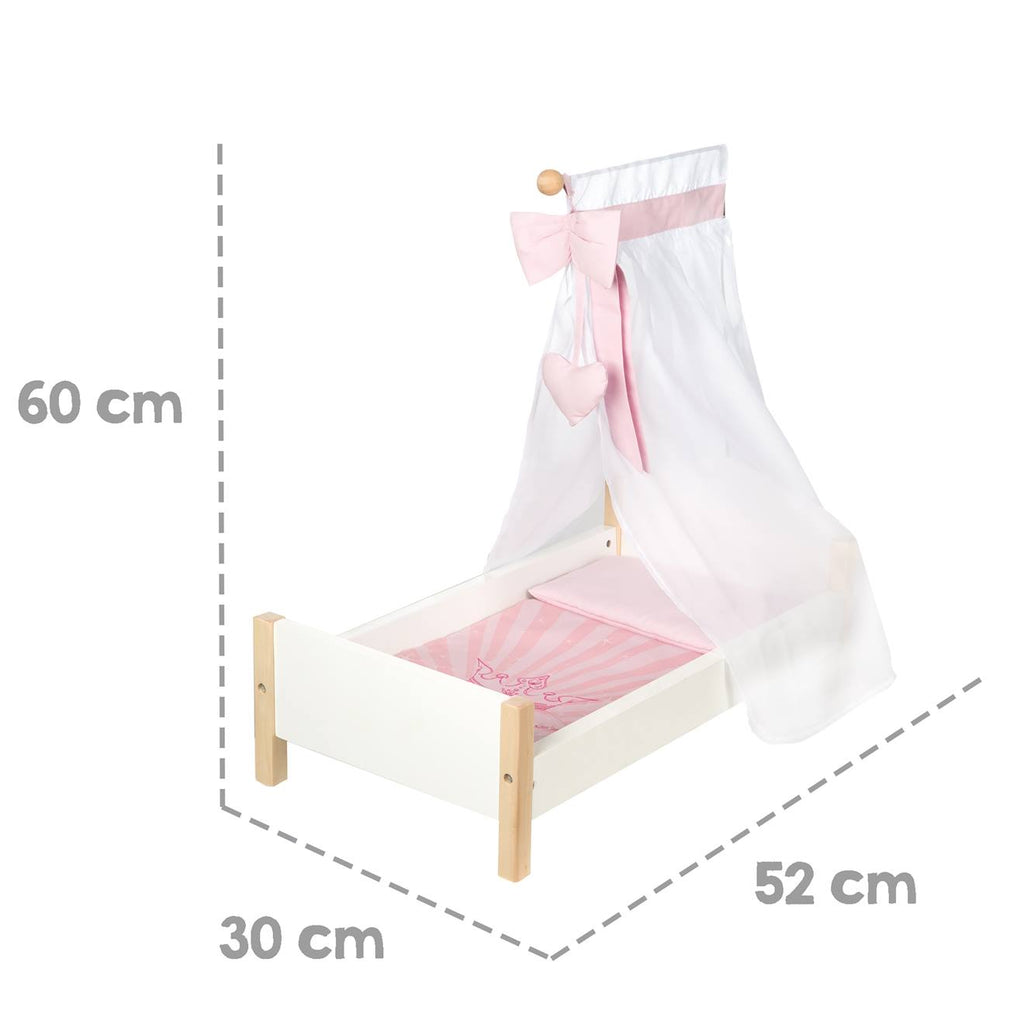 Lit de poupée avec accessoires complets scarlett blanc / rose