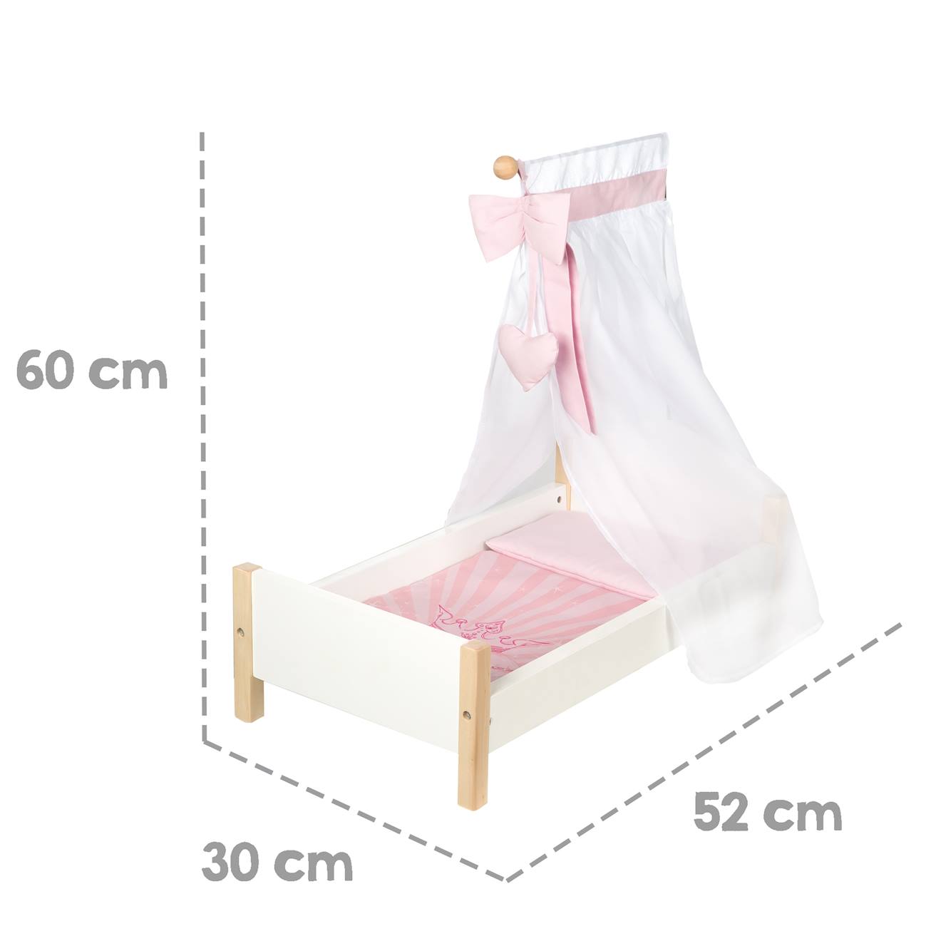 Lit de poupée avec accessoires complets scarlett blanc / rose