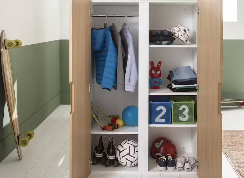 Lit mezzanine + armoire & bureau Opus blanc & bois - Chambrekids