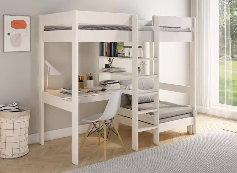 Lit mezzanine bureau + fauteuil convertible qui sauve les petites chambres - Nateo Concept