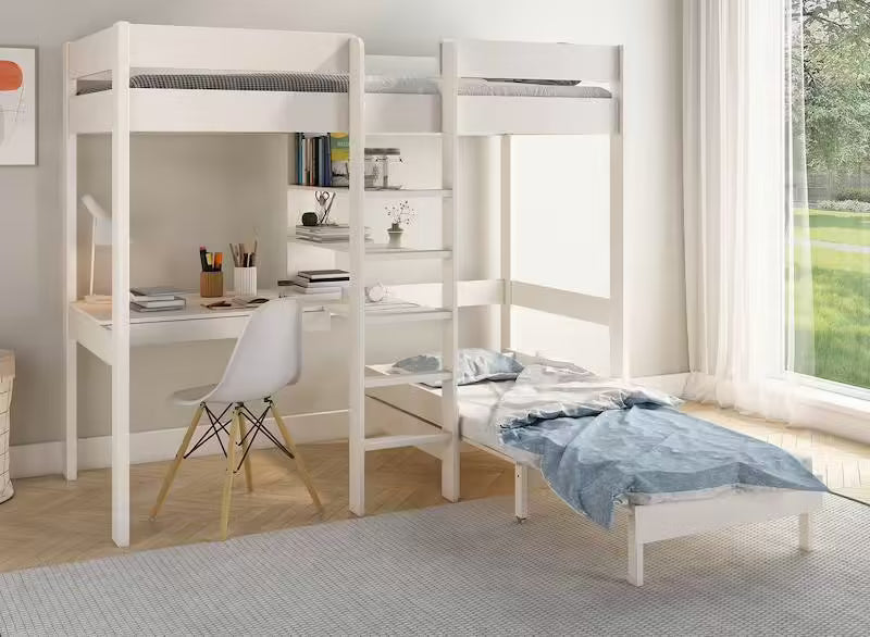 Lit mezzanine bureau + fauteuil convertible qui sauve les petites chambres - Nateo Concept