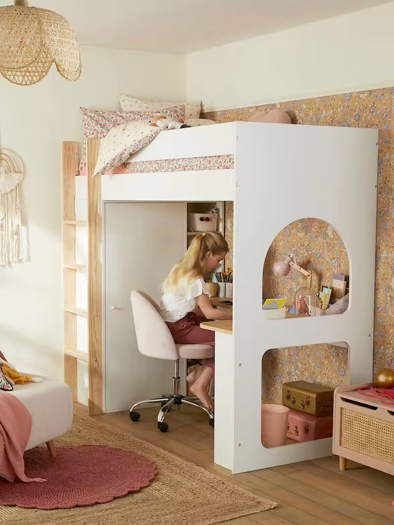 Lit Mezzanine avec bureau & rangement Combinid - Vertbaudet