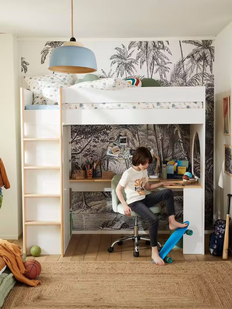 Lit Mezzanine avec bureau & rangement Combinid - Vertbaudet