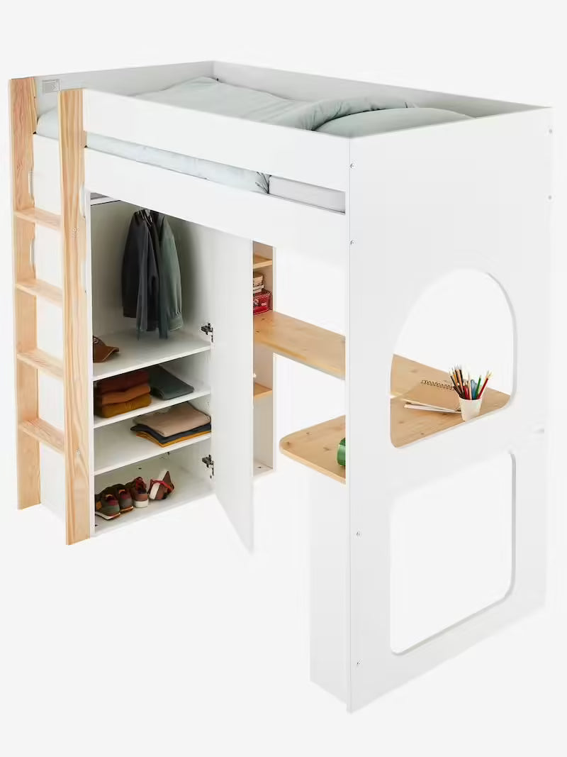 Lit Mezzanine avec bureau & rangement Combinid - Vertbaudet