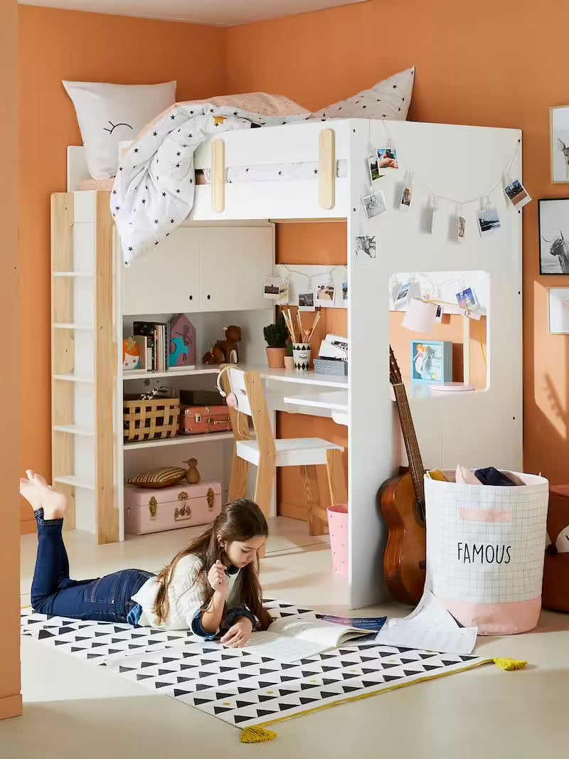 Lit mezzanine avec bureau et rangement EVEREST - Vertbaudet