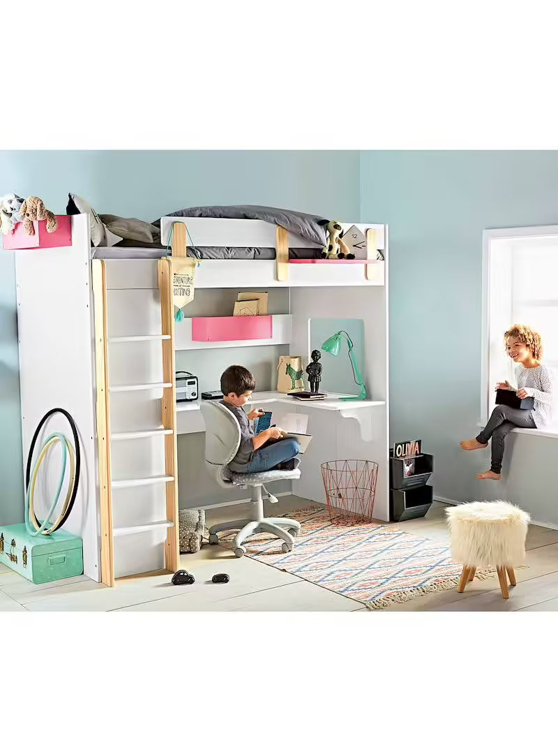 Lit mezzanine avec bureau et rangement EVEREST - Vertbaudet