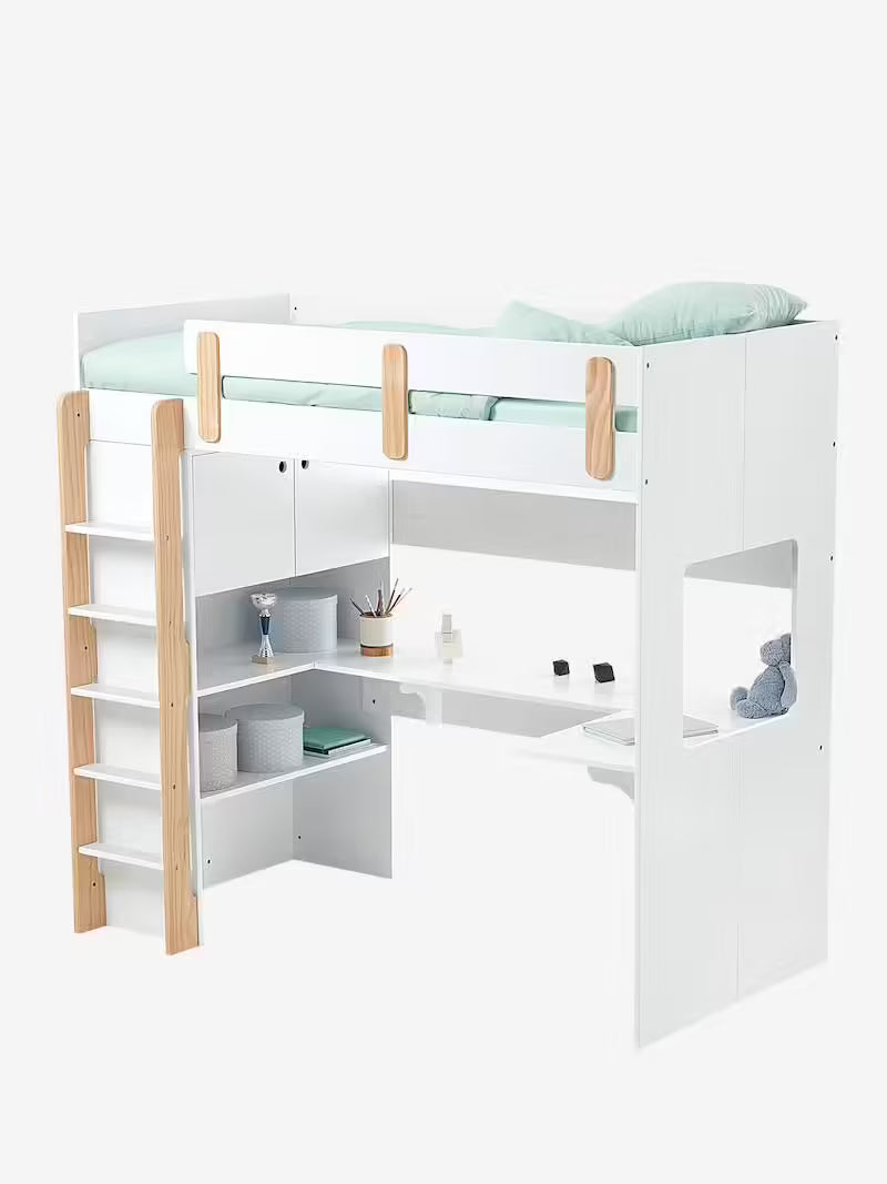 Lit mezzanine avec bureau et rangement EVEREST - Vertbaudet