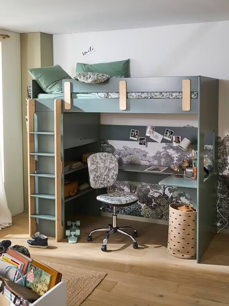 Lit mezzanine avec bureau et rangement EVEREST - Vertbaudet