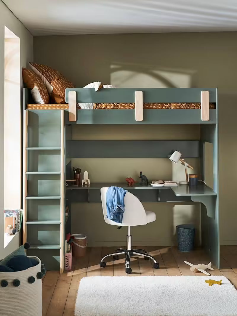 Lit mezzanine avec bureau et rangement EVEREST - Vertbaudet