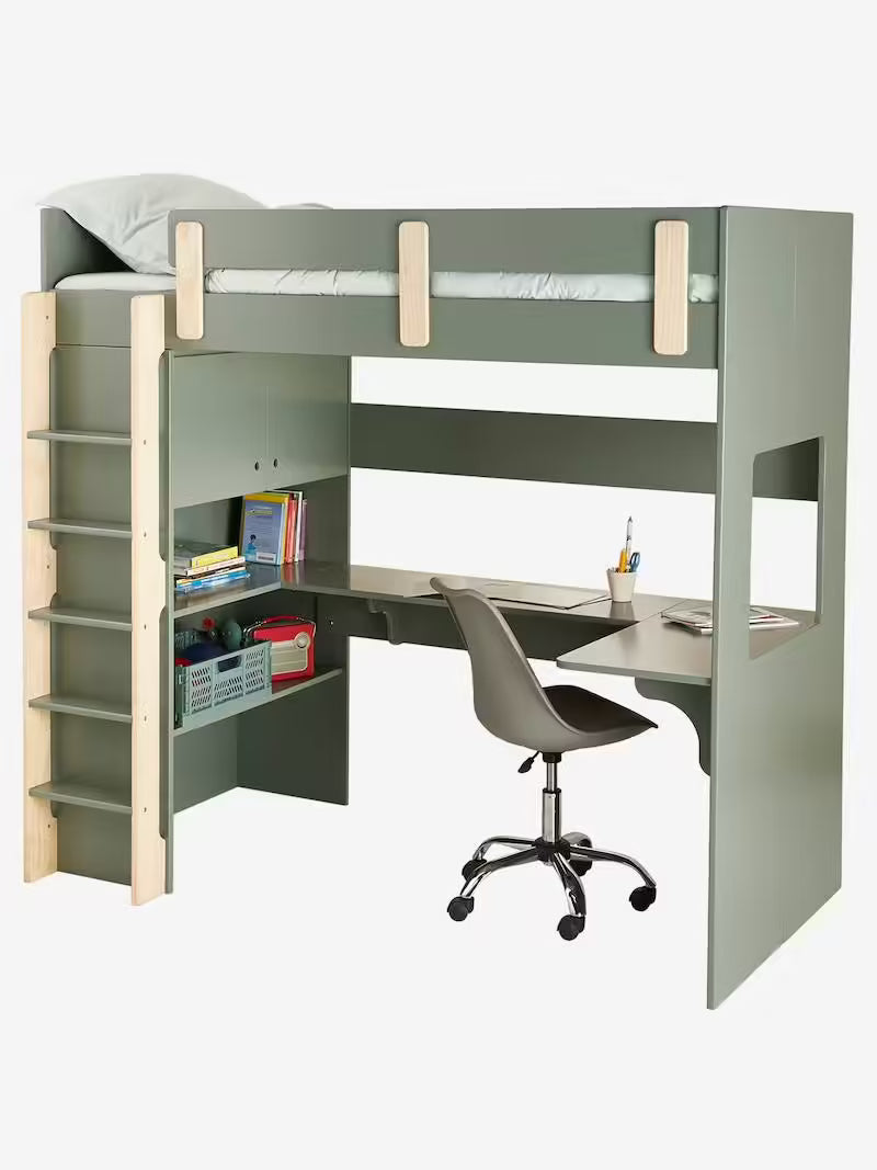 Lit mezzanine avec bureau et rangement EVEREST - Vertbaudet