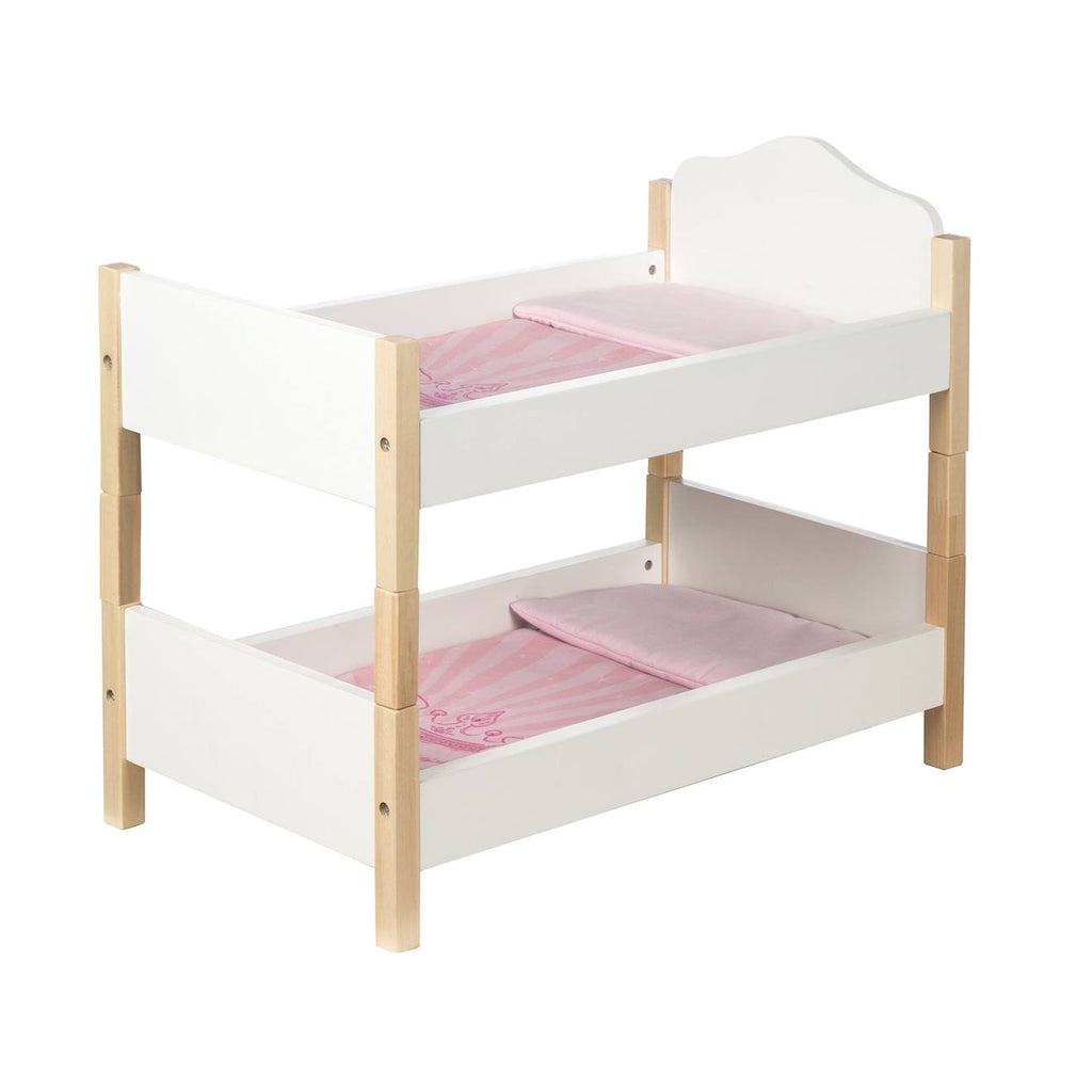 Lit superposé séparable en 2 lits pour poupées jumelles scarlett blanc / rose
