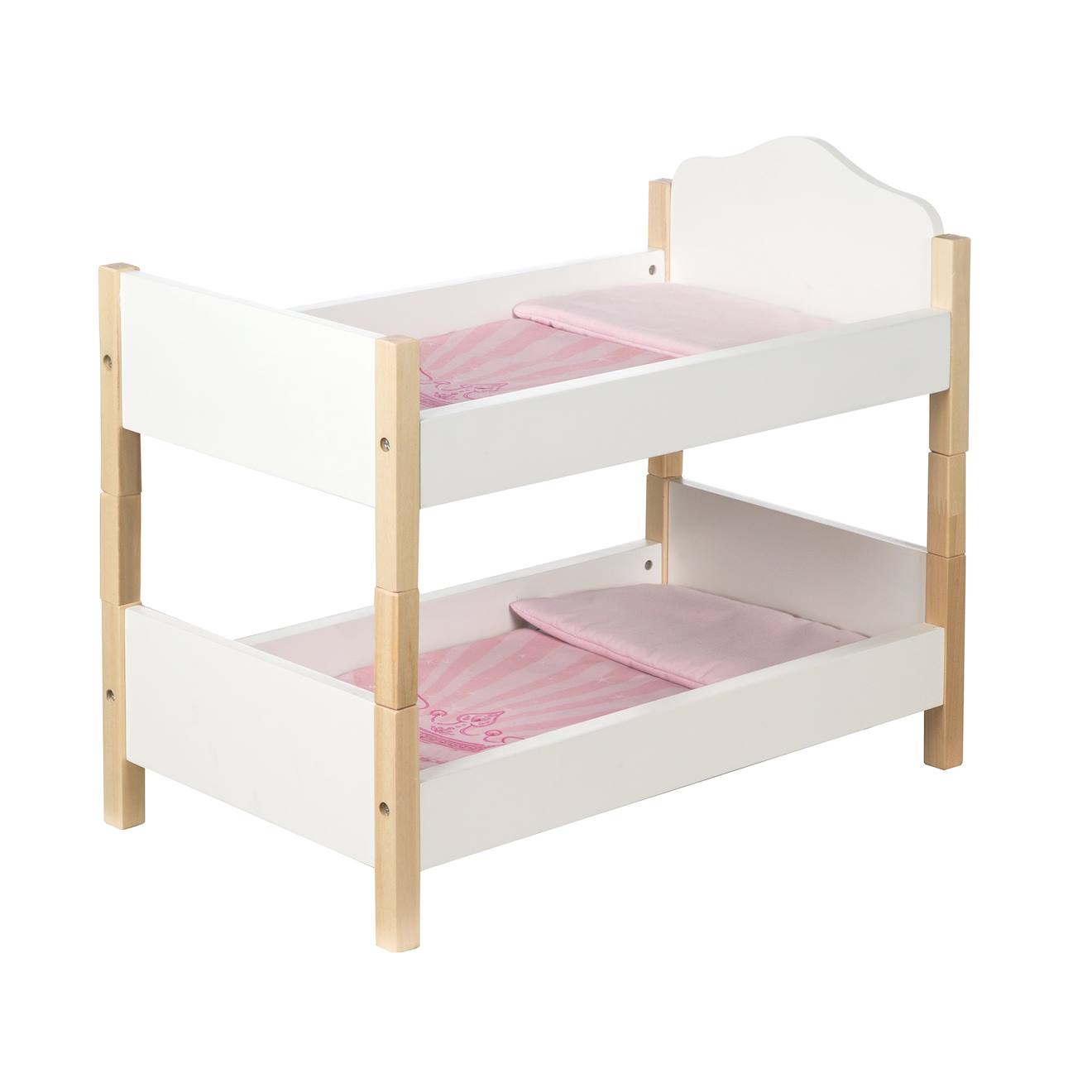 Lit superposé séparable en 2 lits pour poupées jumelles scarlett blanc / rose