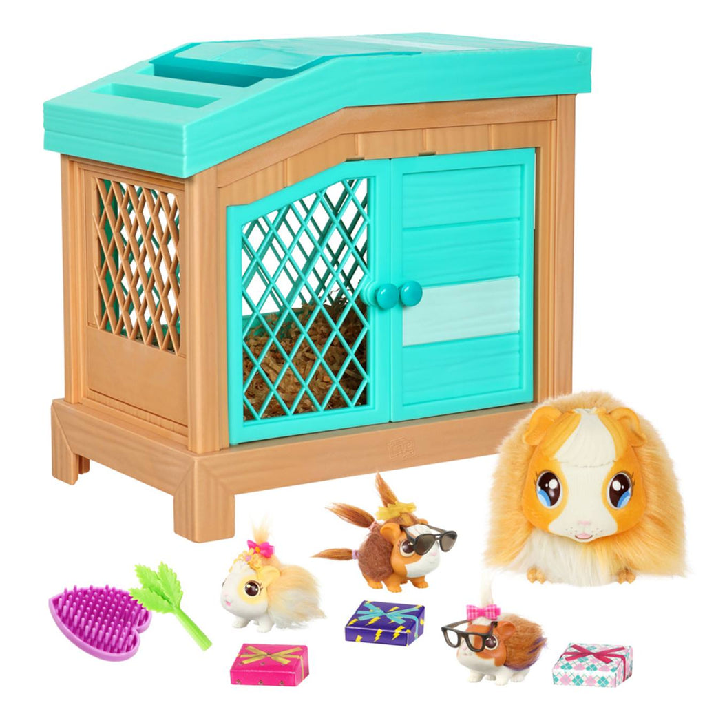 Little live pets mama surprise maman-cochon d'inde avec cage et 3 bébés surprise multicolore