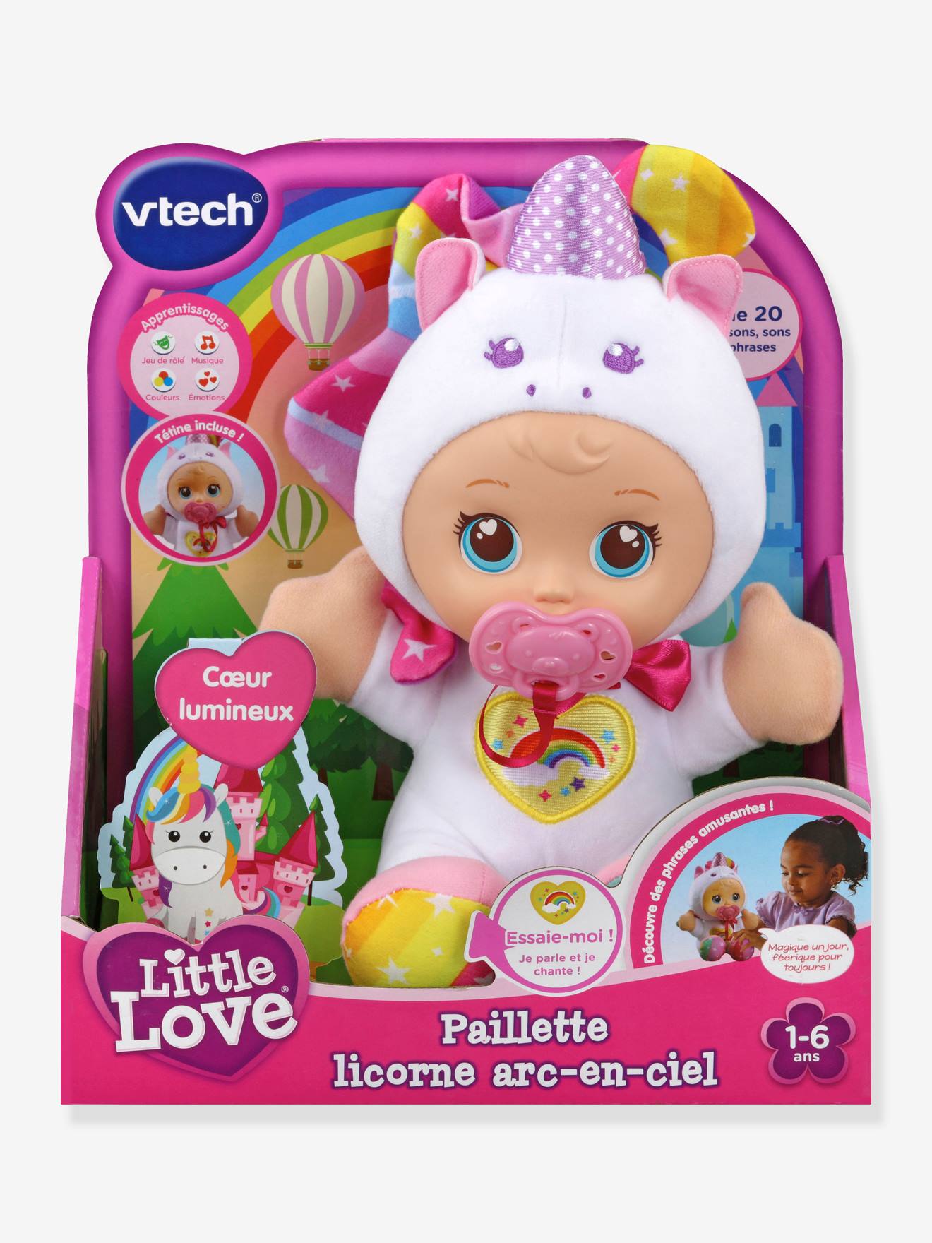 Little love paillettes licorne arc-en-ciel multicolore