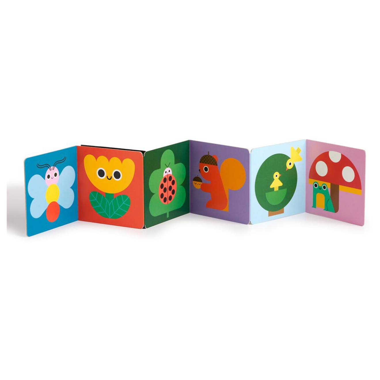Livre accordéon nature my tummy book – livre d'éveil pour bébé recto-verso avec miroir multicolore