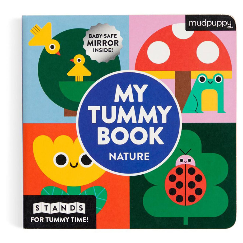 Livre accordéon nature my tummy book – livre d'éveil pour bébé recto-verso avec miroir multicolore
