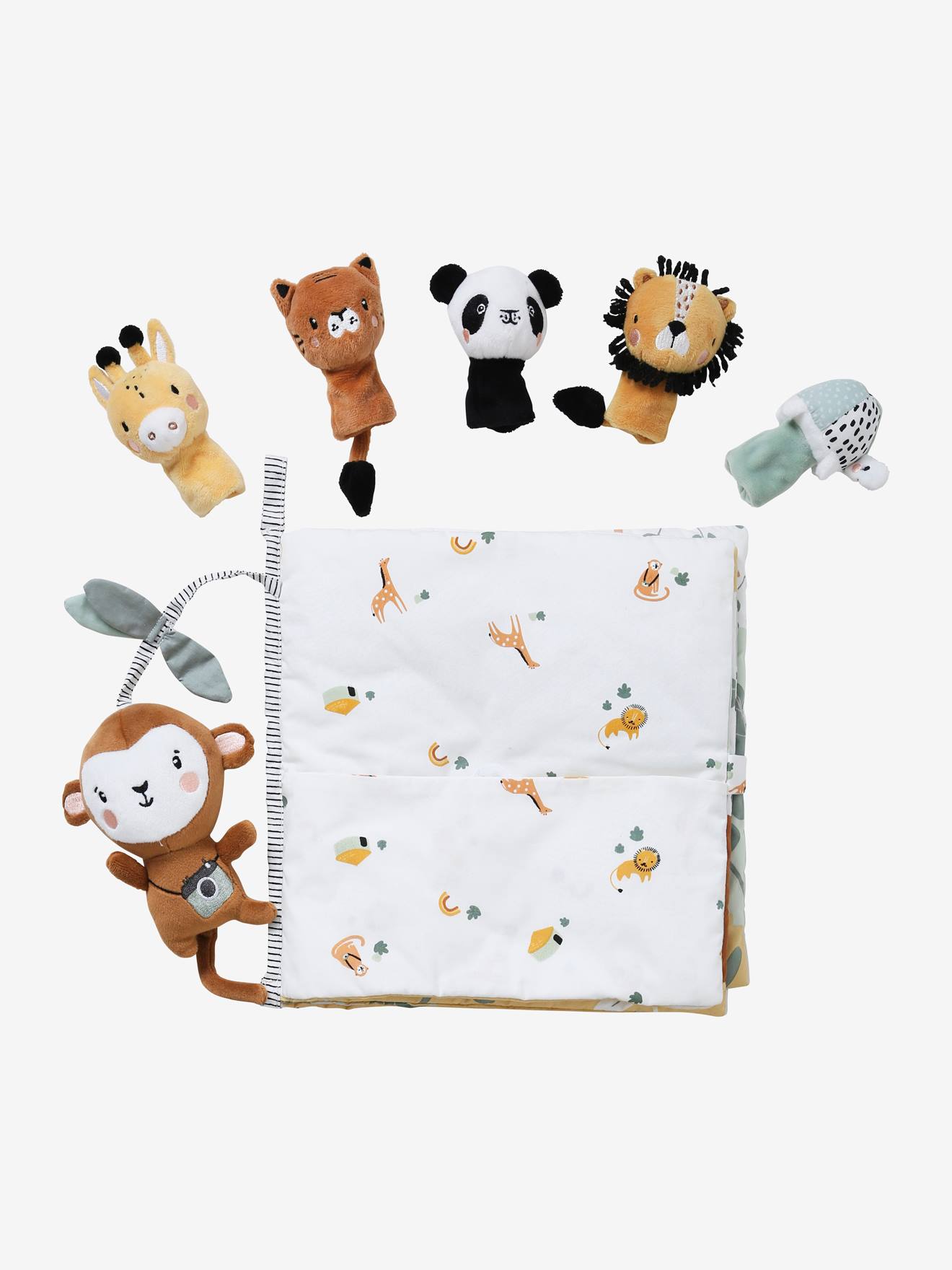 Livré bébé d'éveil + peluches tanzanie blanc