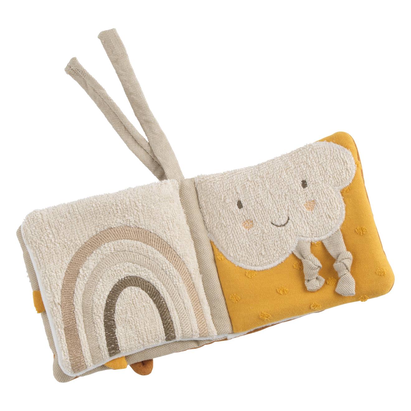 Livre d'éveil bébé en coton bio - petit soleil jaune