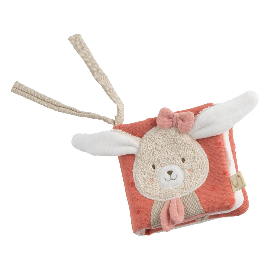 Livre d'éveil bébé en coton bio - petit soleil rose
