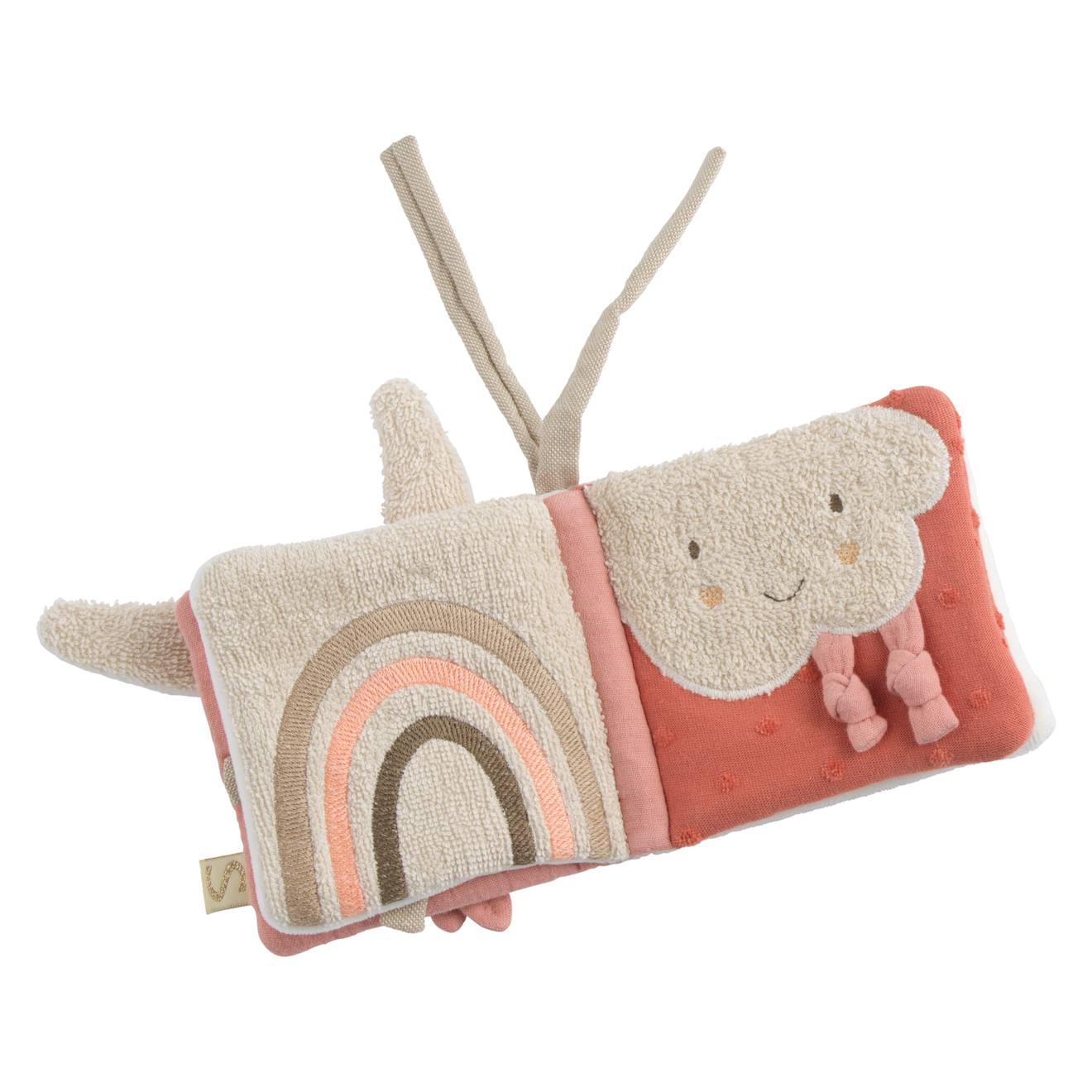 Livre d'éveil bébé en coton bio - petit soleil rose