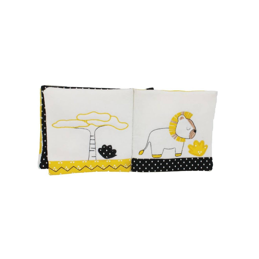 Livre d'éveil en velours - pluche et pompon blanc
