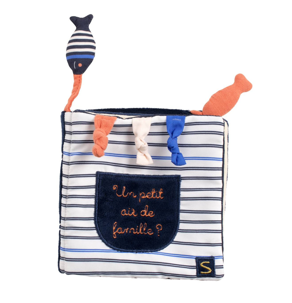 Livre d'éveil marinière avec détail poisson - baby sailor blanc/bleu