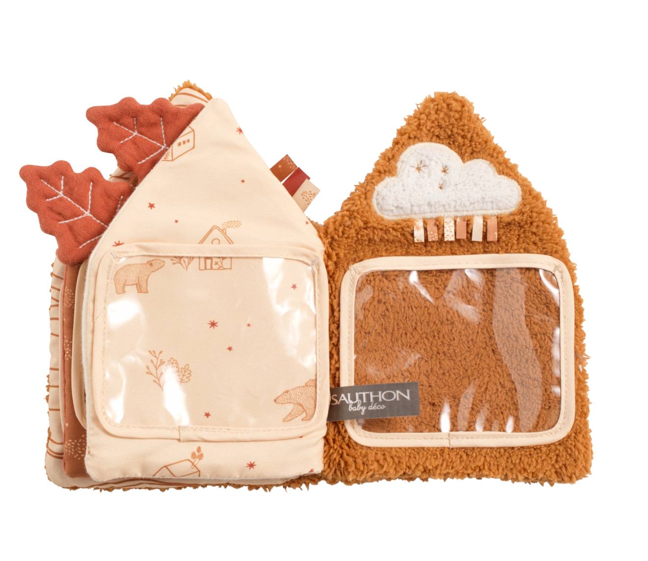 Livre d'éveil sherpa détail brodé - orsino marron/beige