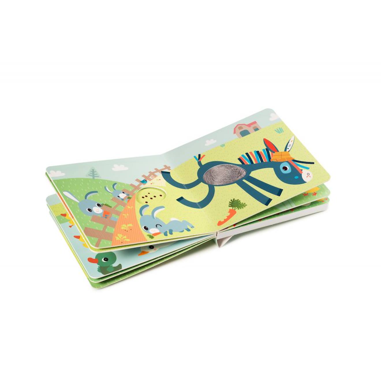 Livre tactile et sonore ferme vert