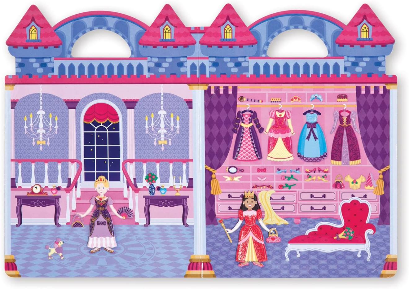 Livret d'autocollants reliefs repositionnables princesses rose