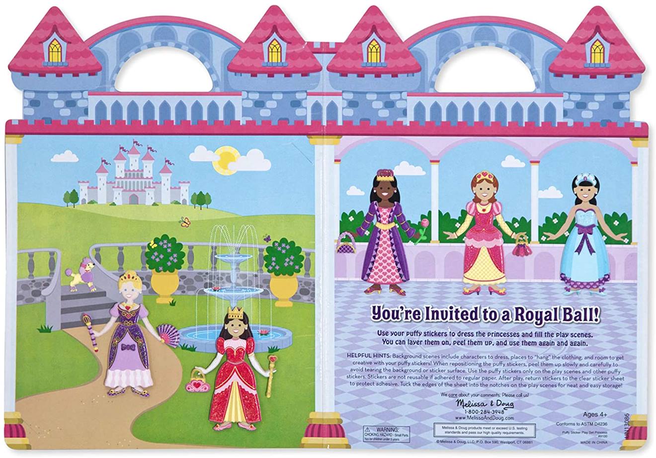 Livret d'autocollants reliefs repositionnables princesses rose