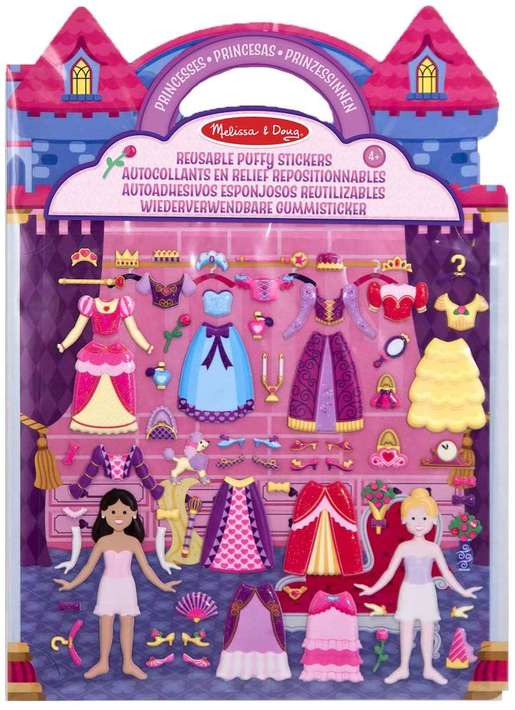 Livret d'autocollants reliefs repositionnables princesses rose