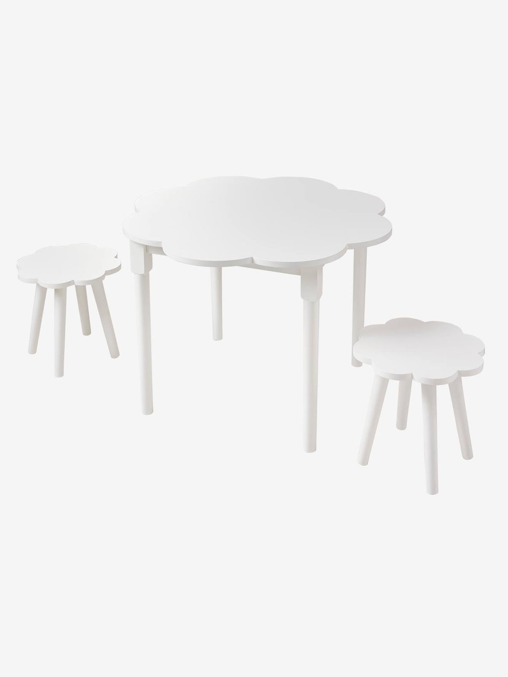 Lot 2 tabourets et table fleurs blanc