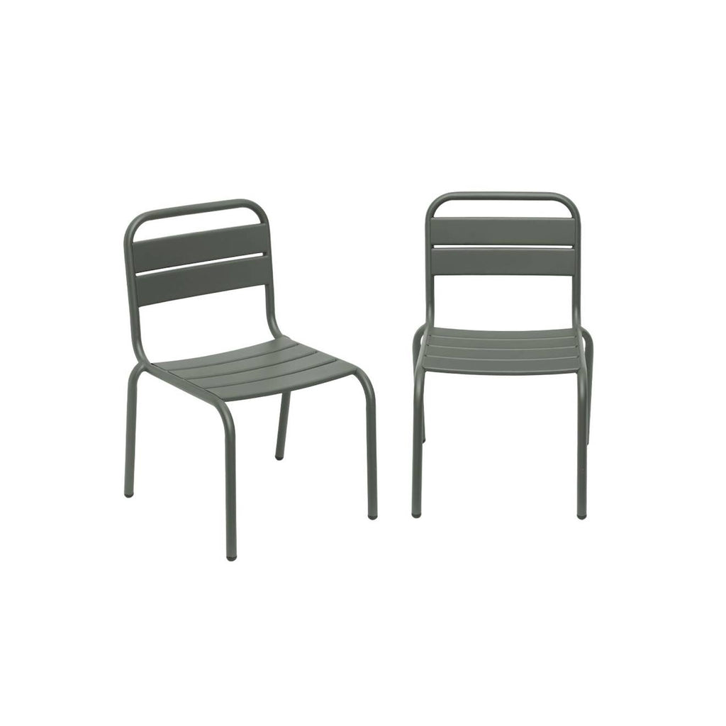 Lot de 2 chaises en métal pour enfant kaki