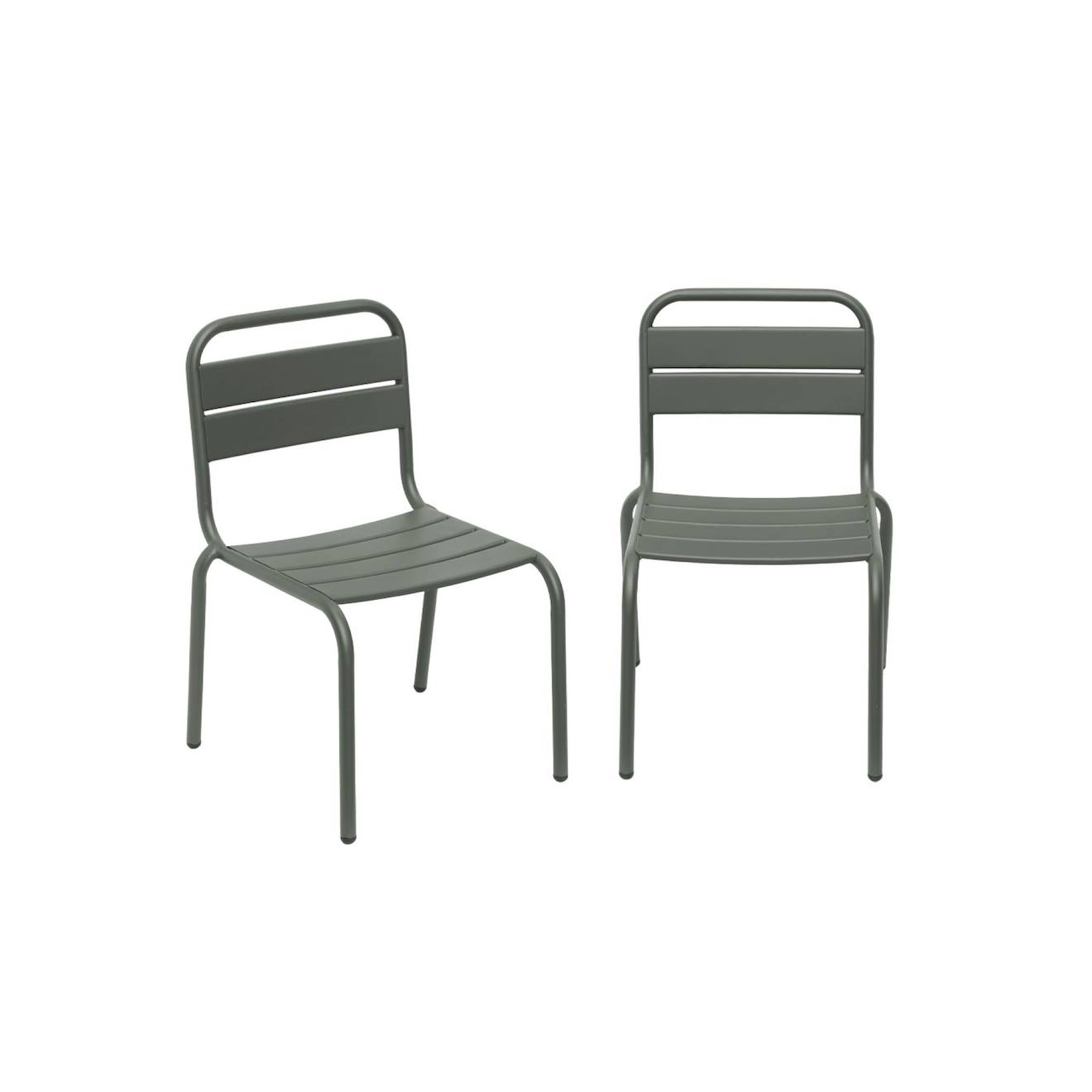 Lot de 2 chaises en métal pour enfant kaki