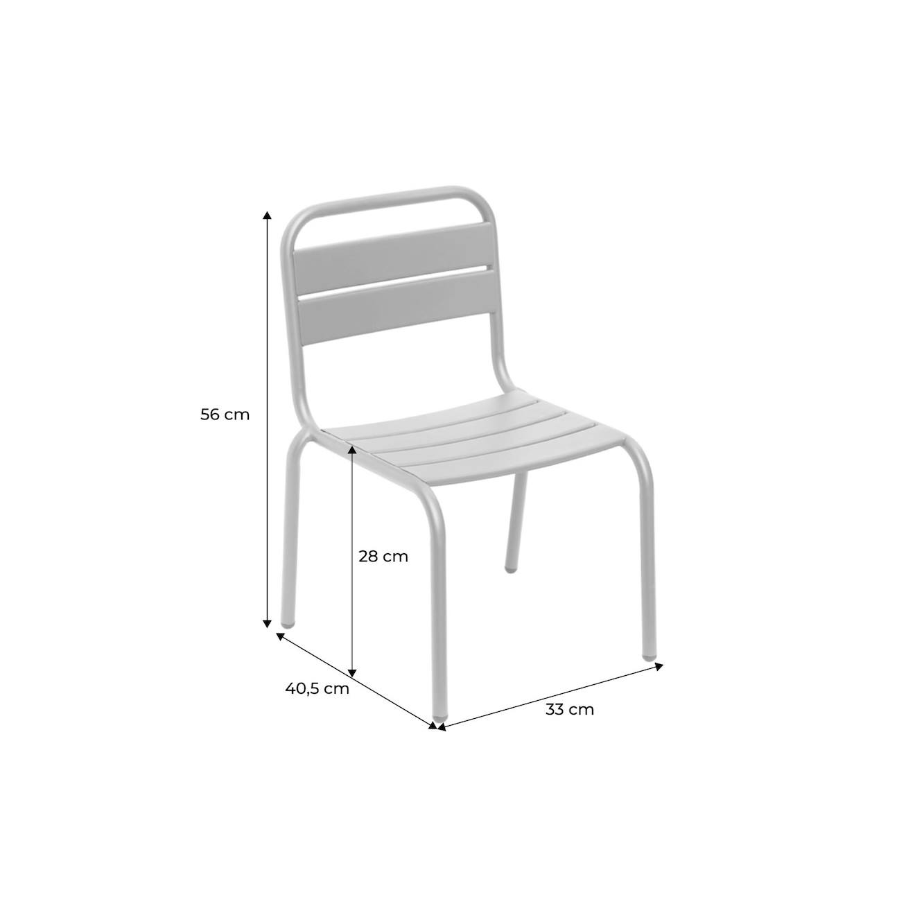 Lot de 2 chaises en métal pour enfant kaki