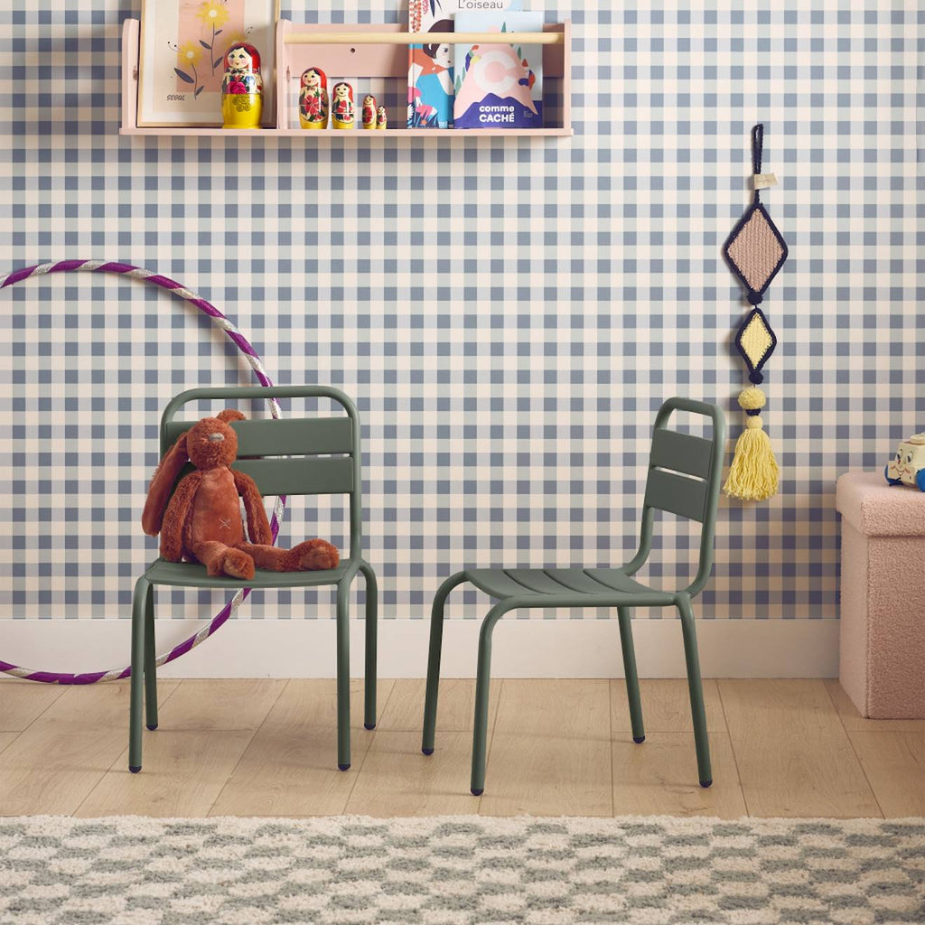Lot de 2 chaises en métal pour enfant kaki