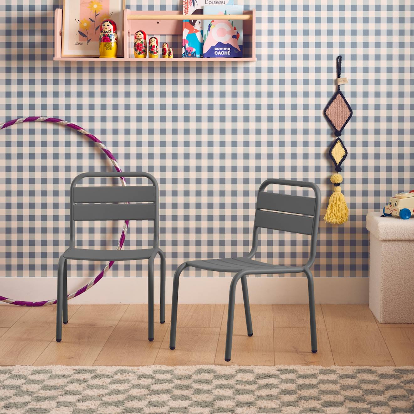 Lot de 2 chaises en métal pour enfant anthracite