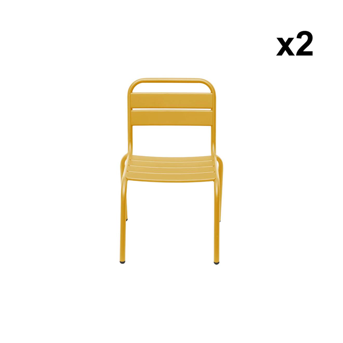 Lot de 2 chaises en métal pour enfant jaune