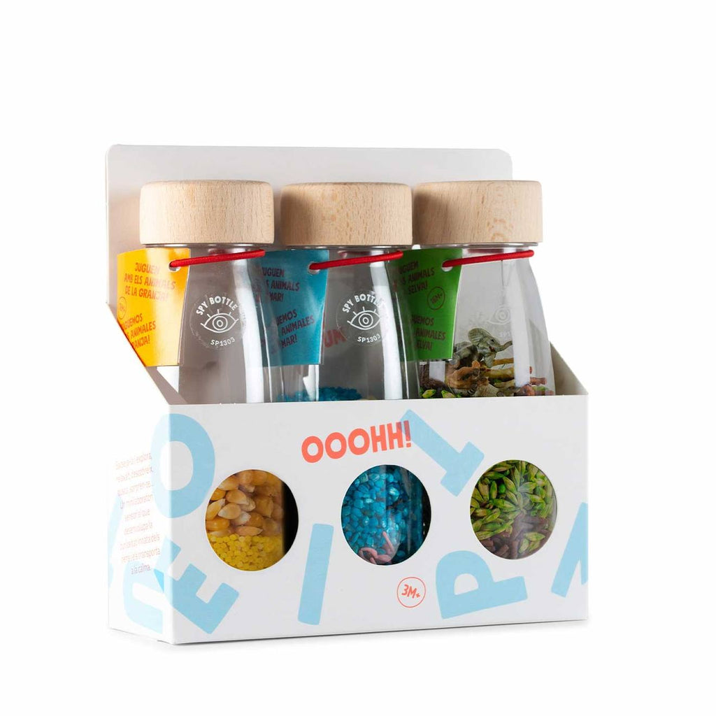 Lot de 3 bouteilles sensorielles multicolore, nature