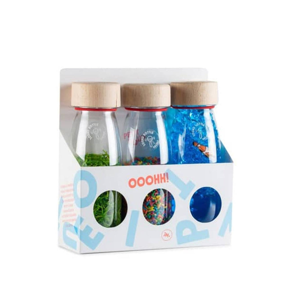 Lot de 3 bouteilles sensorielles bleu, eco