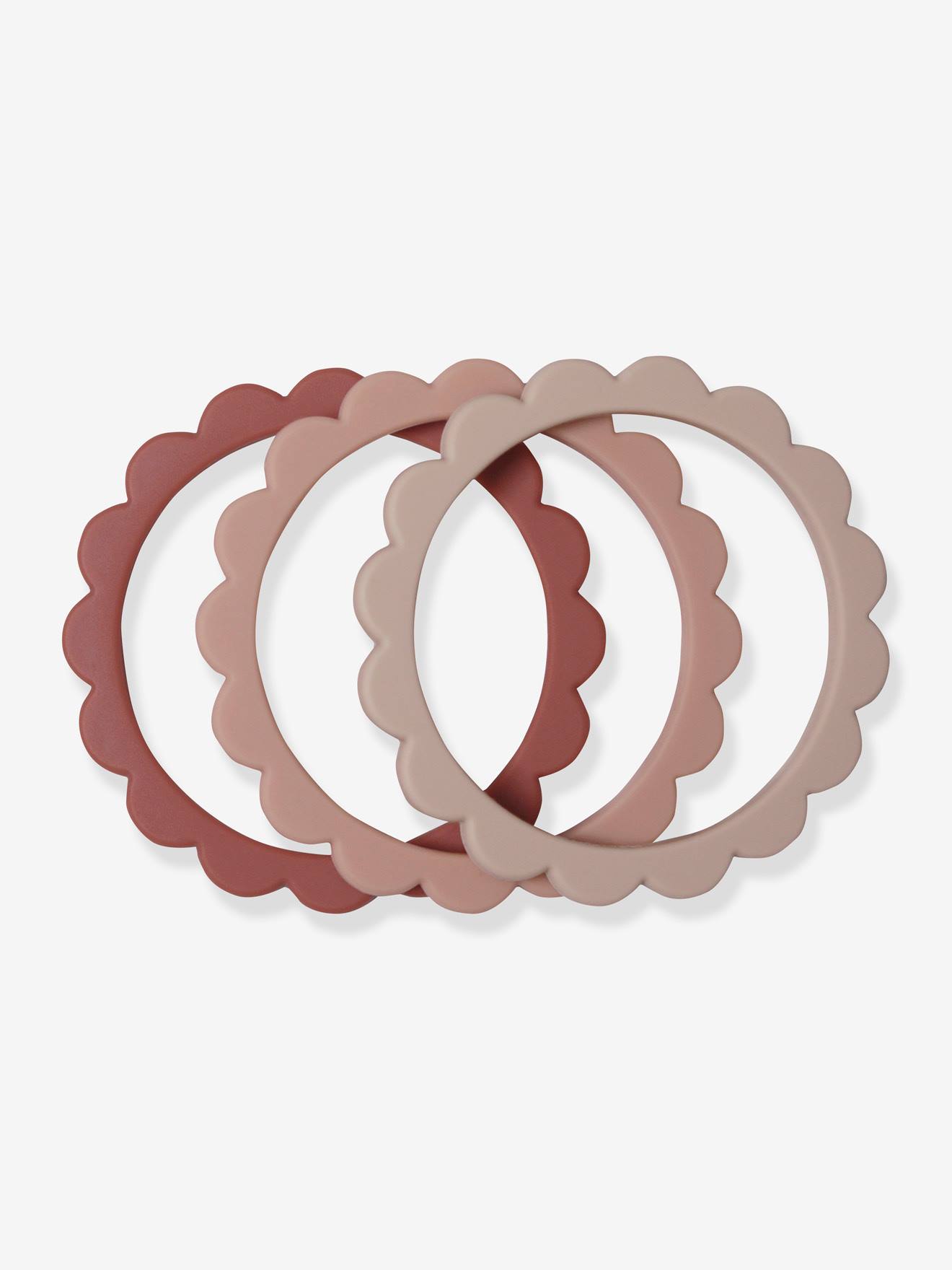 Lot de 3 bracelets de dentition fleur - rose