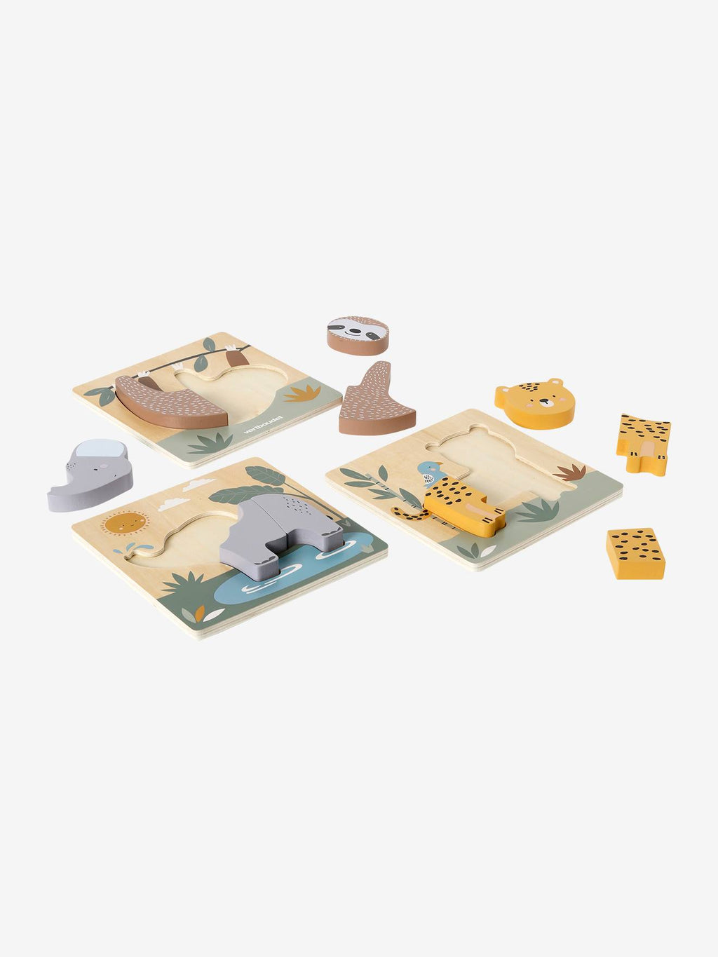 Lot de 3 puzzles chunky en bois FSC - tanzanie jaune