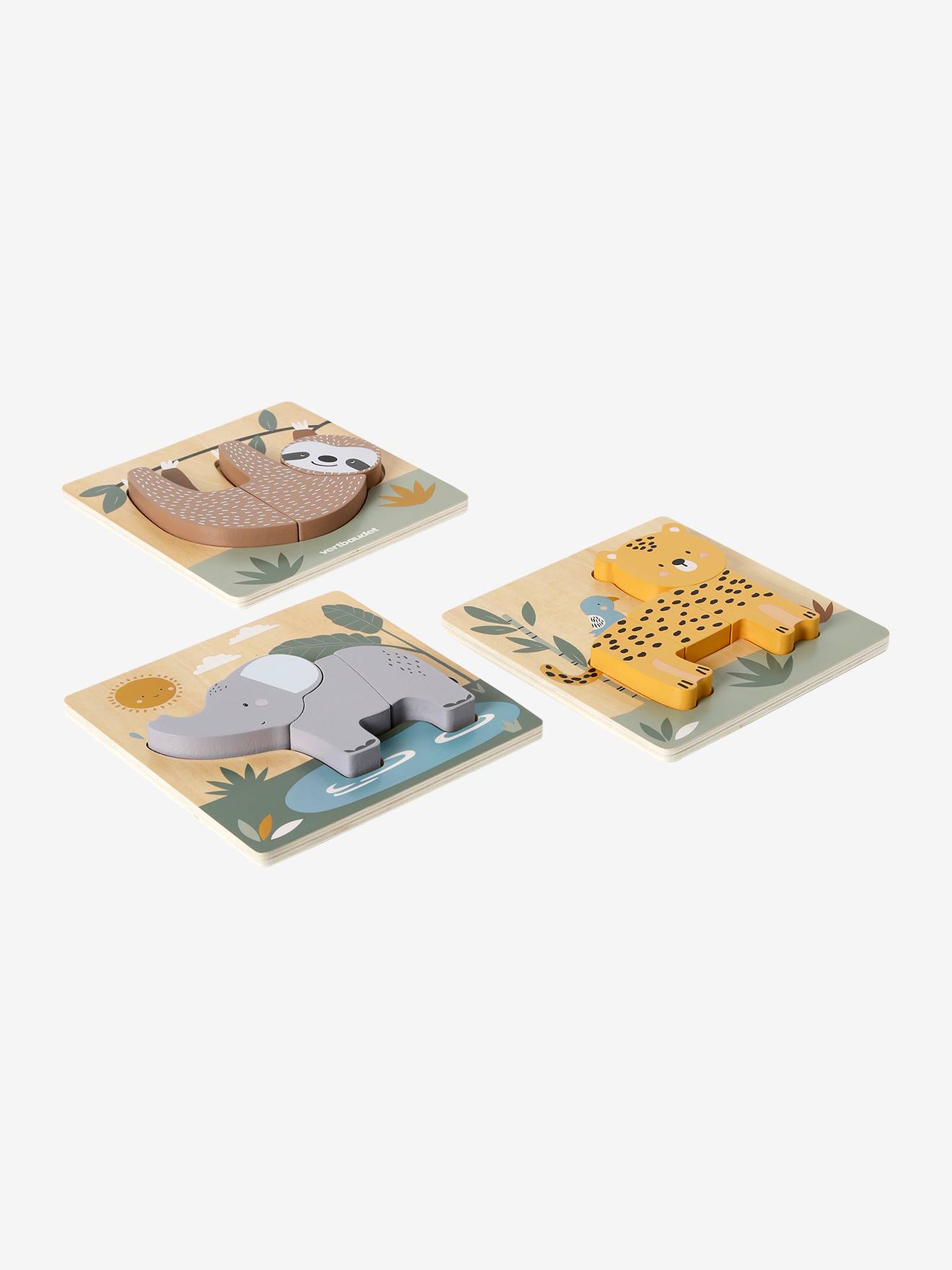 Lot de 3 puzzles chunky en bois FSC - tanzanie jaune