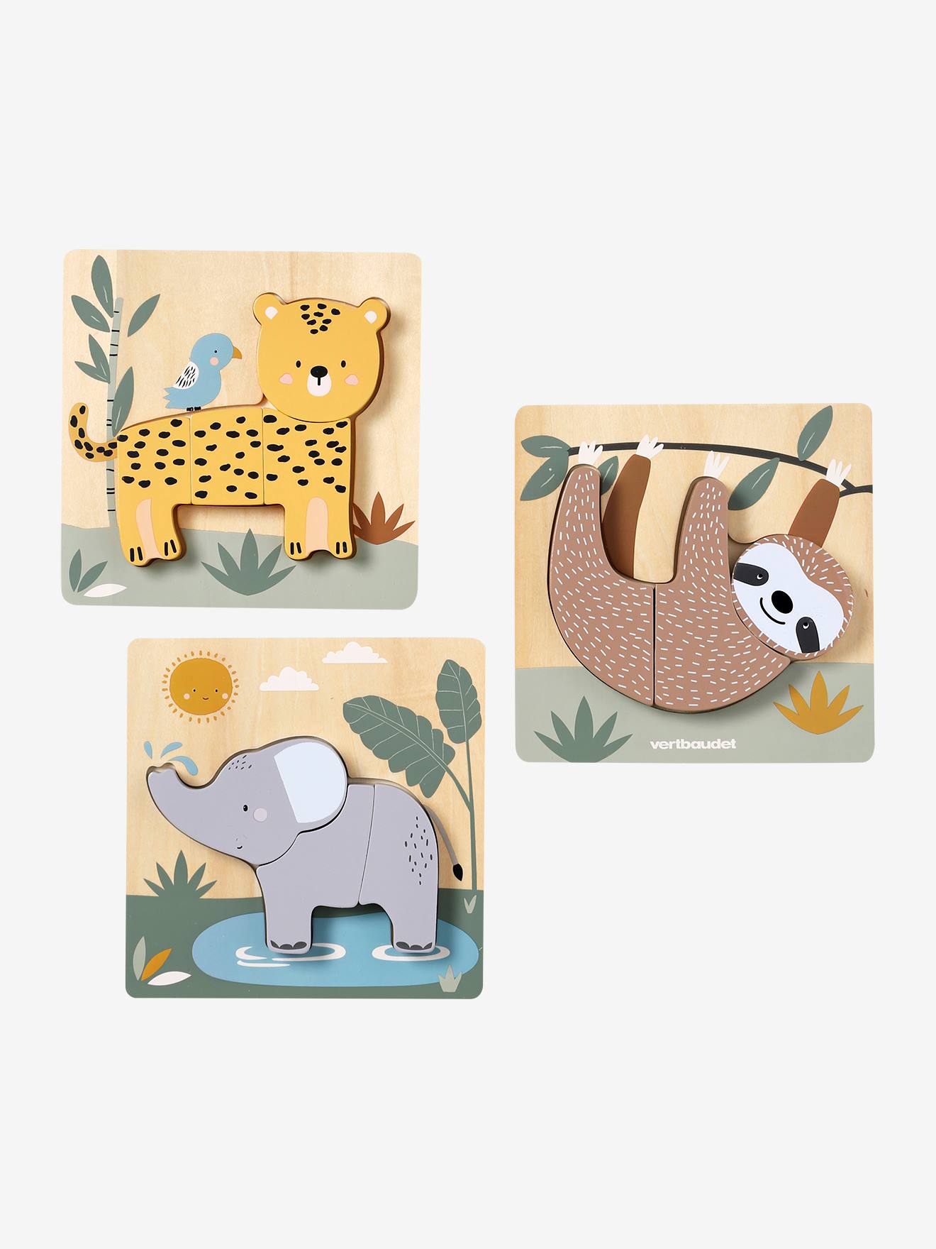 Lot de 3 puzzles chunky en bois FSC - tanzanie jaune